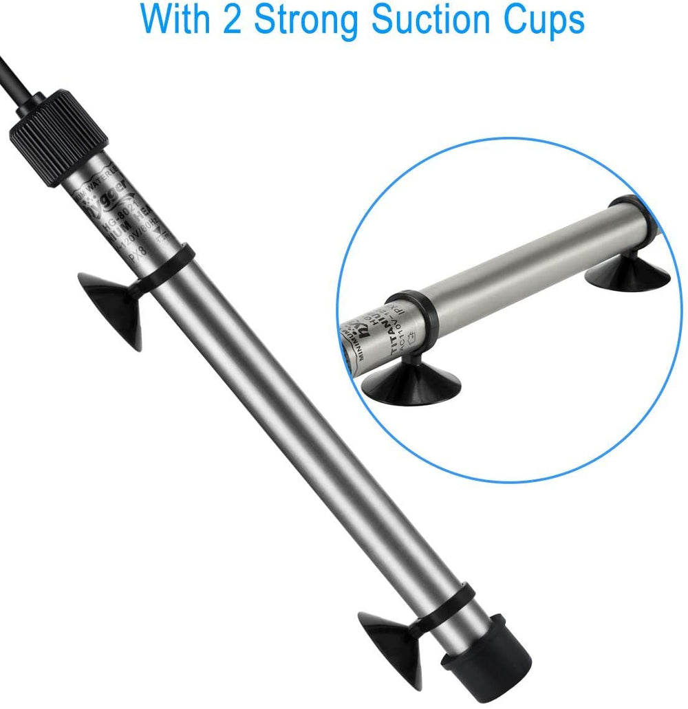 Hygger 802 heater rod with suction cups for easy secure mounting.