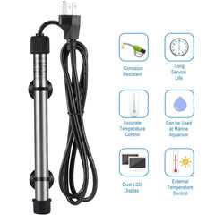 hygger 802 titanium heater rod mounted with suction cups for secure underwater installation.