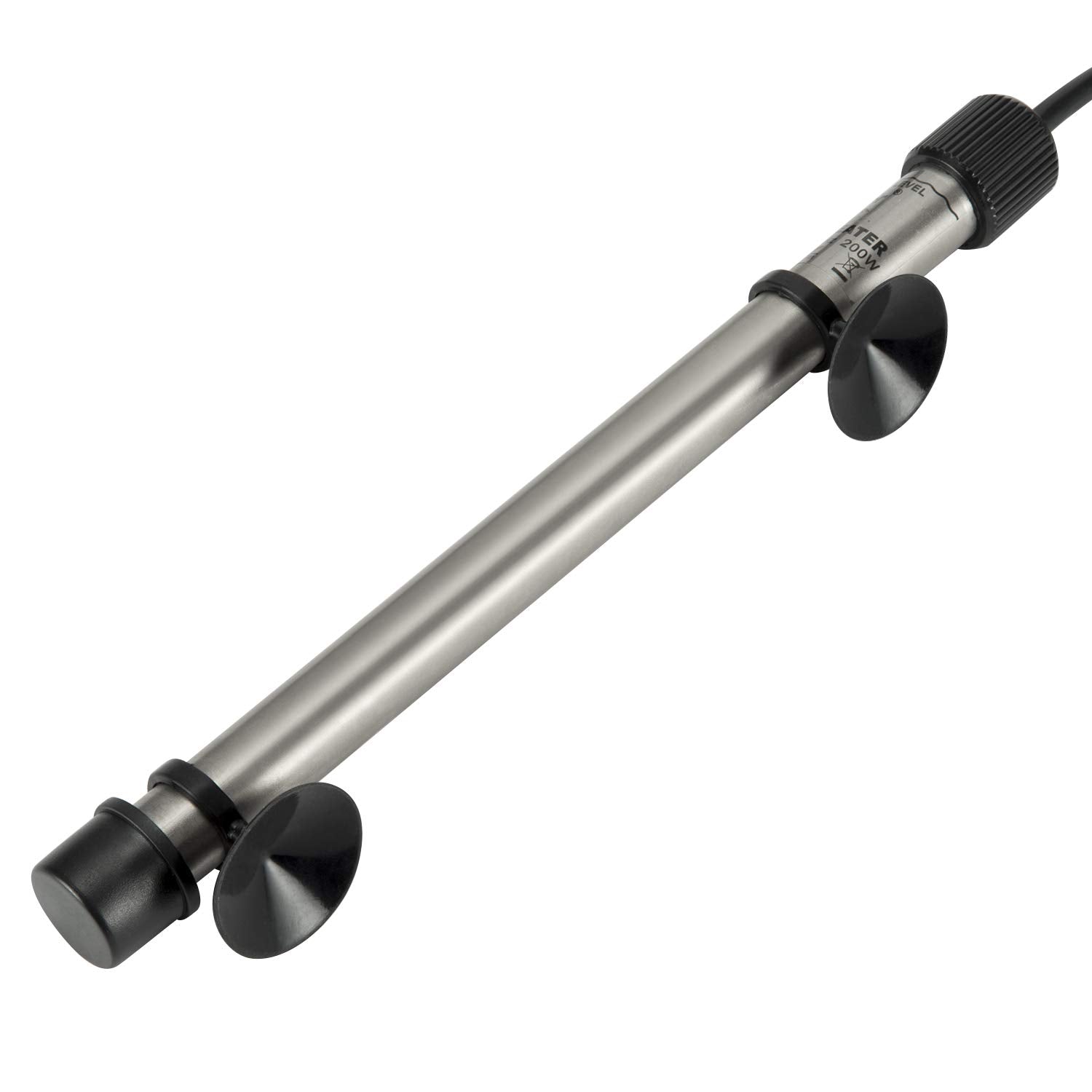 Close-up of Hygger 802 titanium heating element, showing shatterproof construction for reliable heat distribution.
