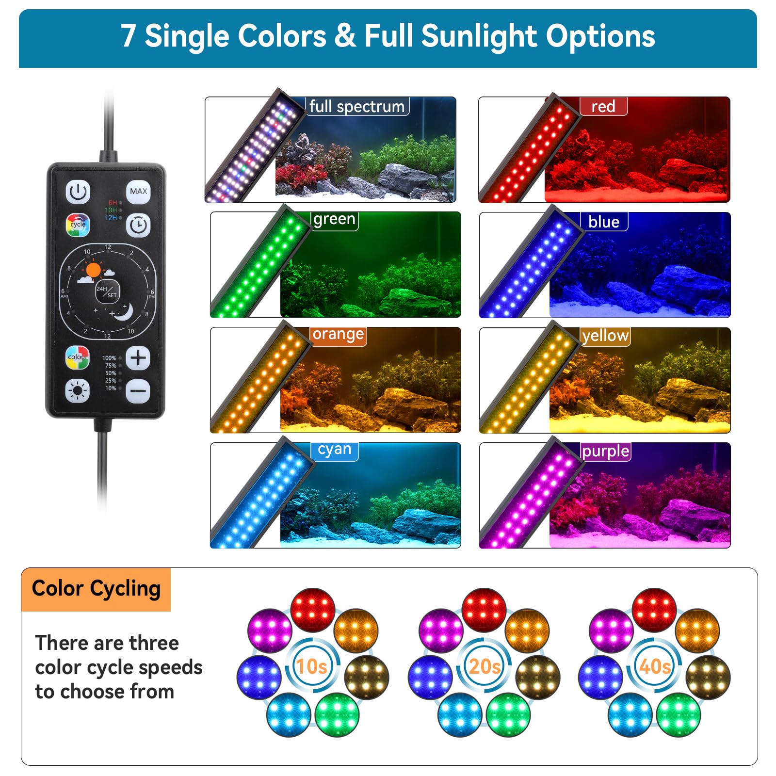 Hygger adjustable brightness LED light to tailor tank ambiance.
