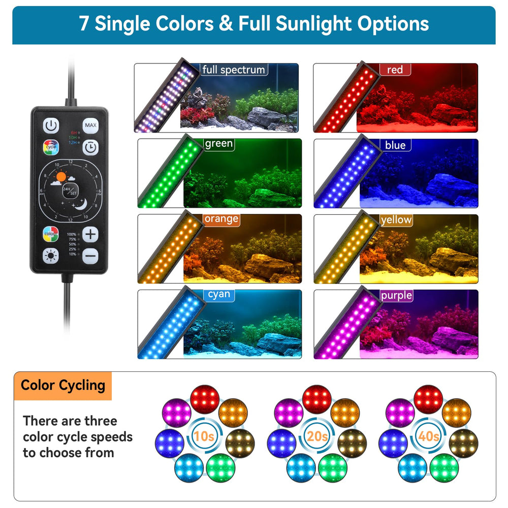 Hygger adjustable brightness LED light to tailor tank ambiance.