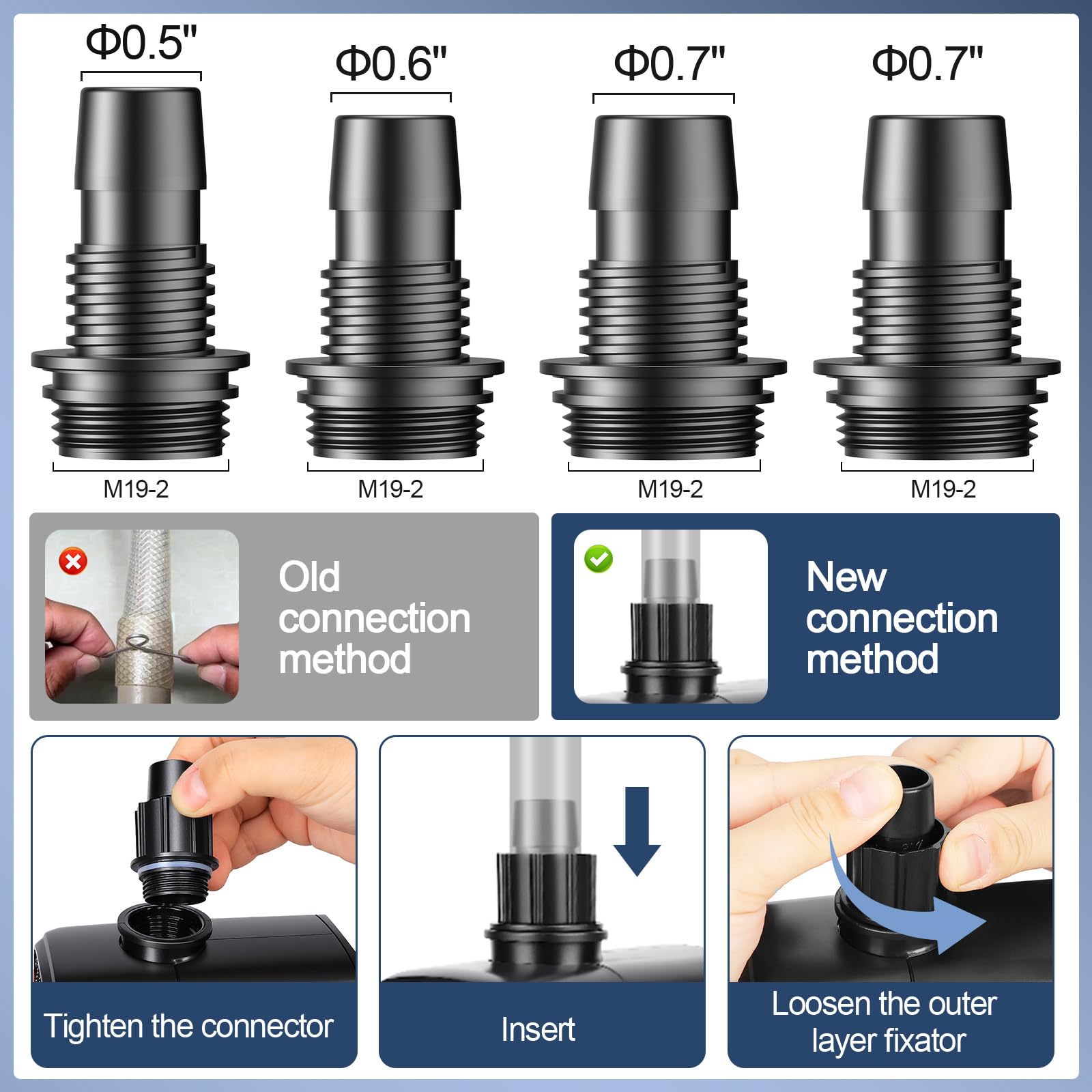 Hygger pump with adjustable flow knob and four nozzle sizes for versatility.