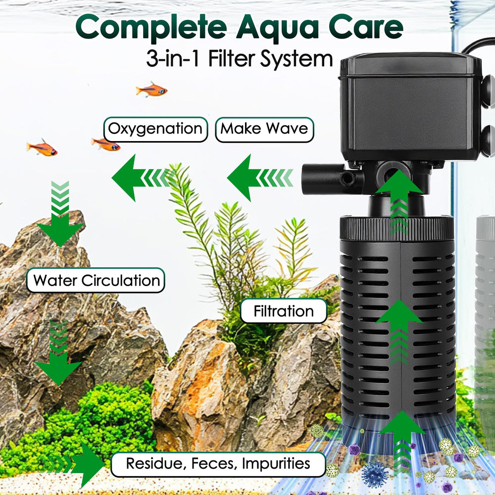 Hygger aeration output controls via air hose for customizable bubbles.