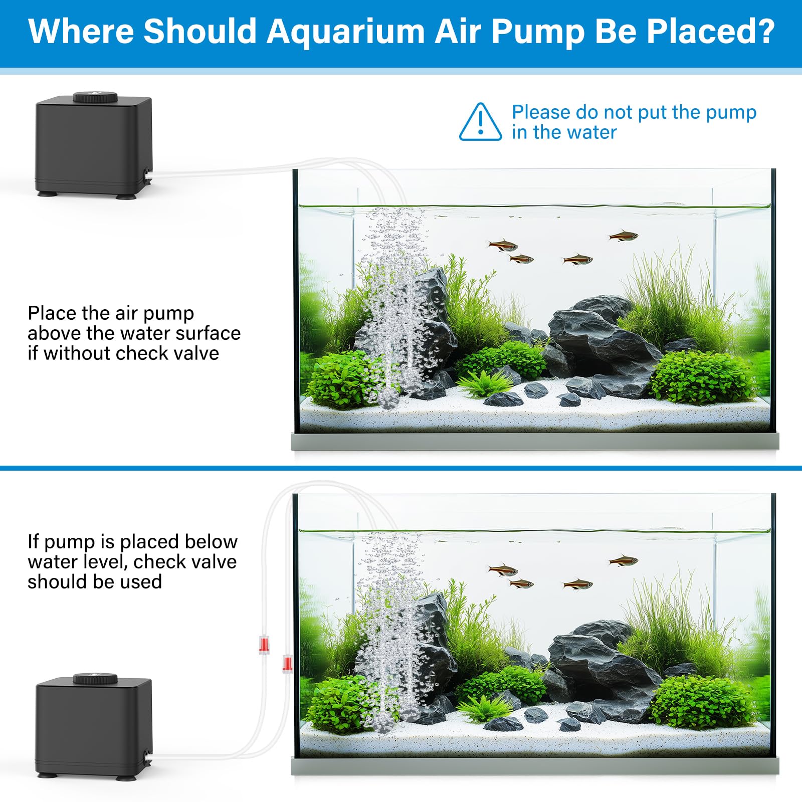 hygger air pump kit includes tubing and check valves for easy setup