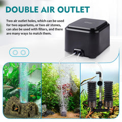 hygger Air pump with outlet hose connection enables versatile setup options