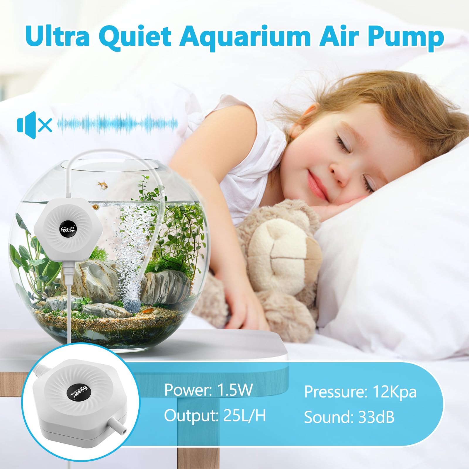 Hygger air stone promotes even bubbles and oxygen exchange in the tank.