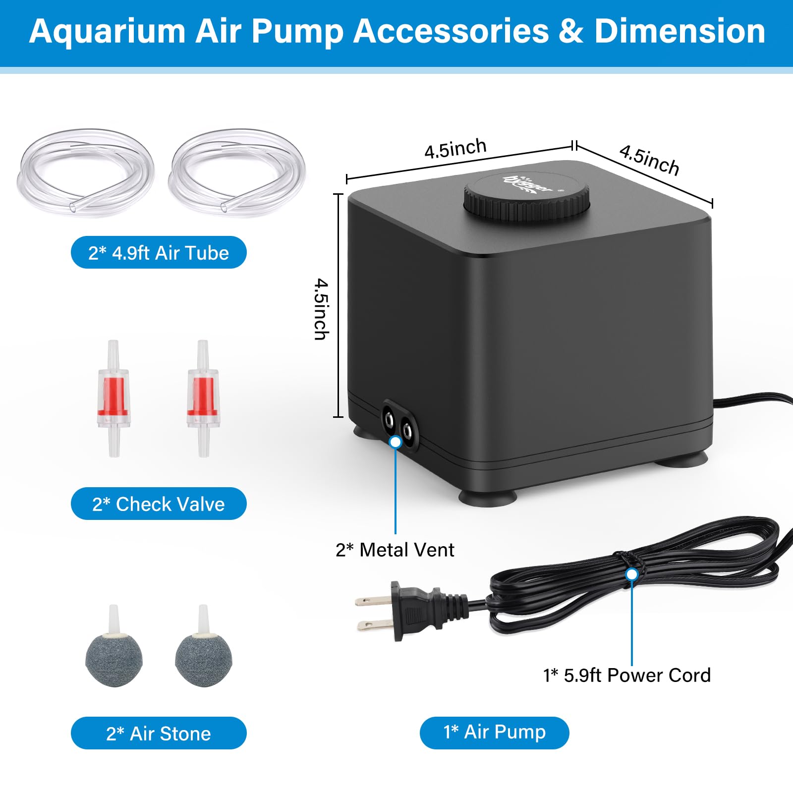 Hygger included air stones for immediate aeration in your aquarium.
