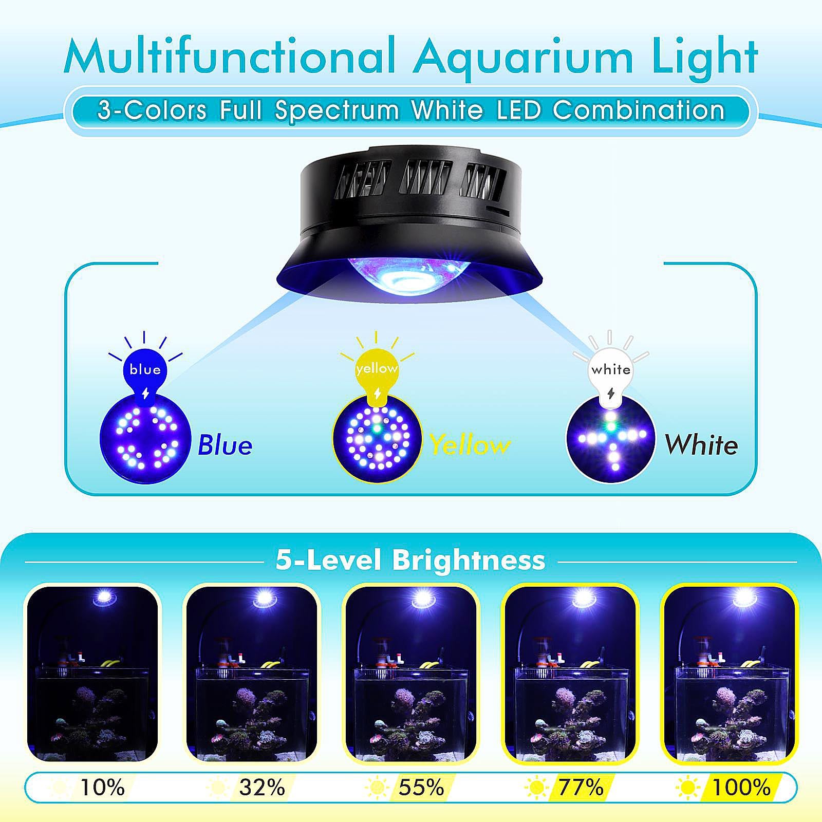 Hygger anti-rust soft-arm reef light with easy adjustable mounting