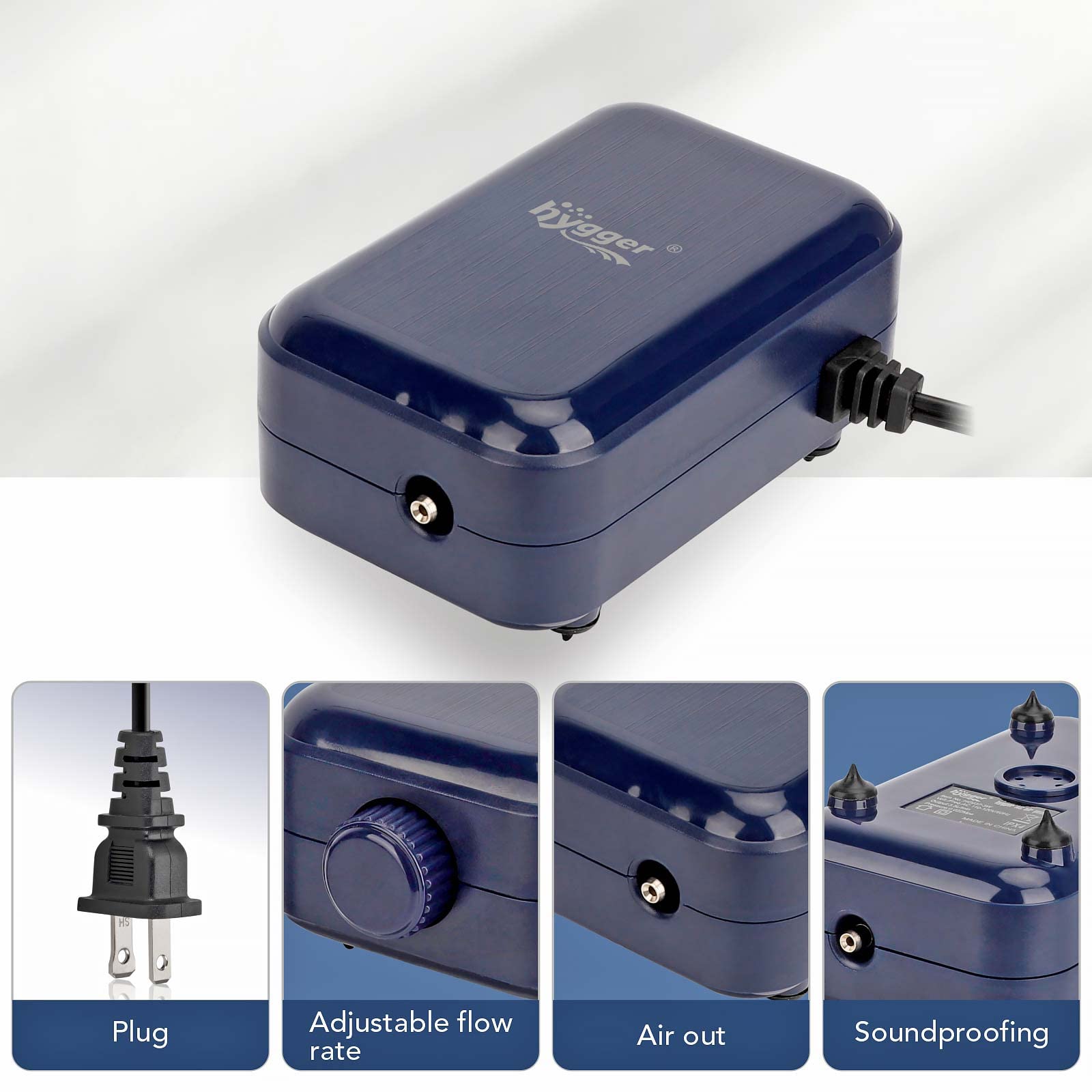 hygger aquarium air pump 3W power with efficient oxygen output