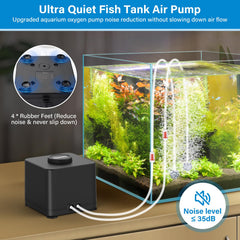 Hygger energy-efficient 7W air pump reduces electricity use while maintaining reliable flow.