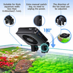 Hygger aquarium chiller fan timer control demonstrates auto on/off convenience.