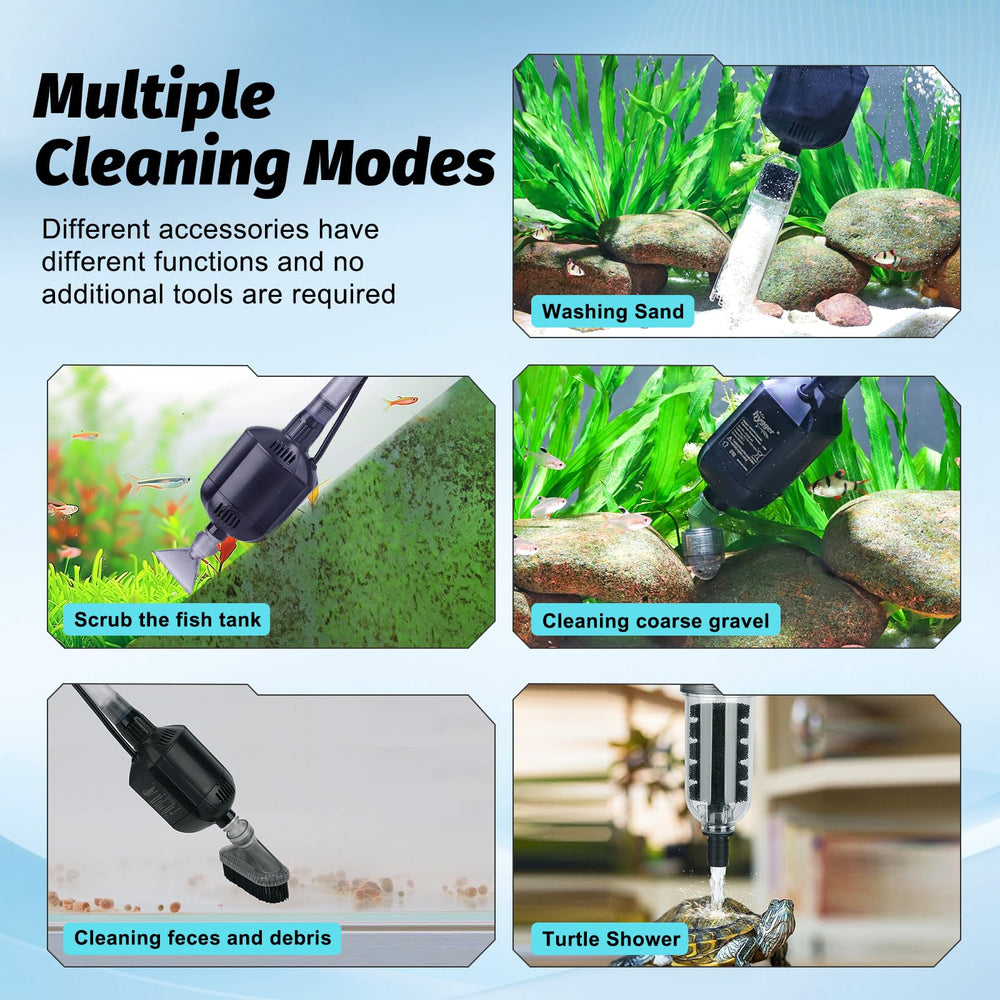 Hygger aquarium debris vacuum head cleaning gravel and debris.