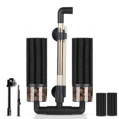 Hygger Aquarium Double Sponge Filter assembly showing complete filtration setup for tanks