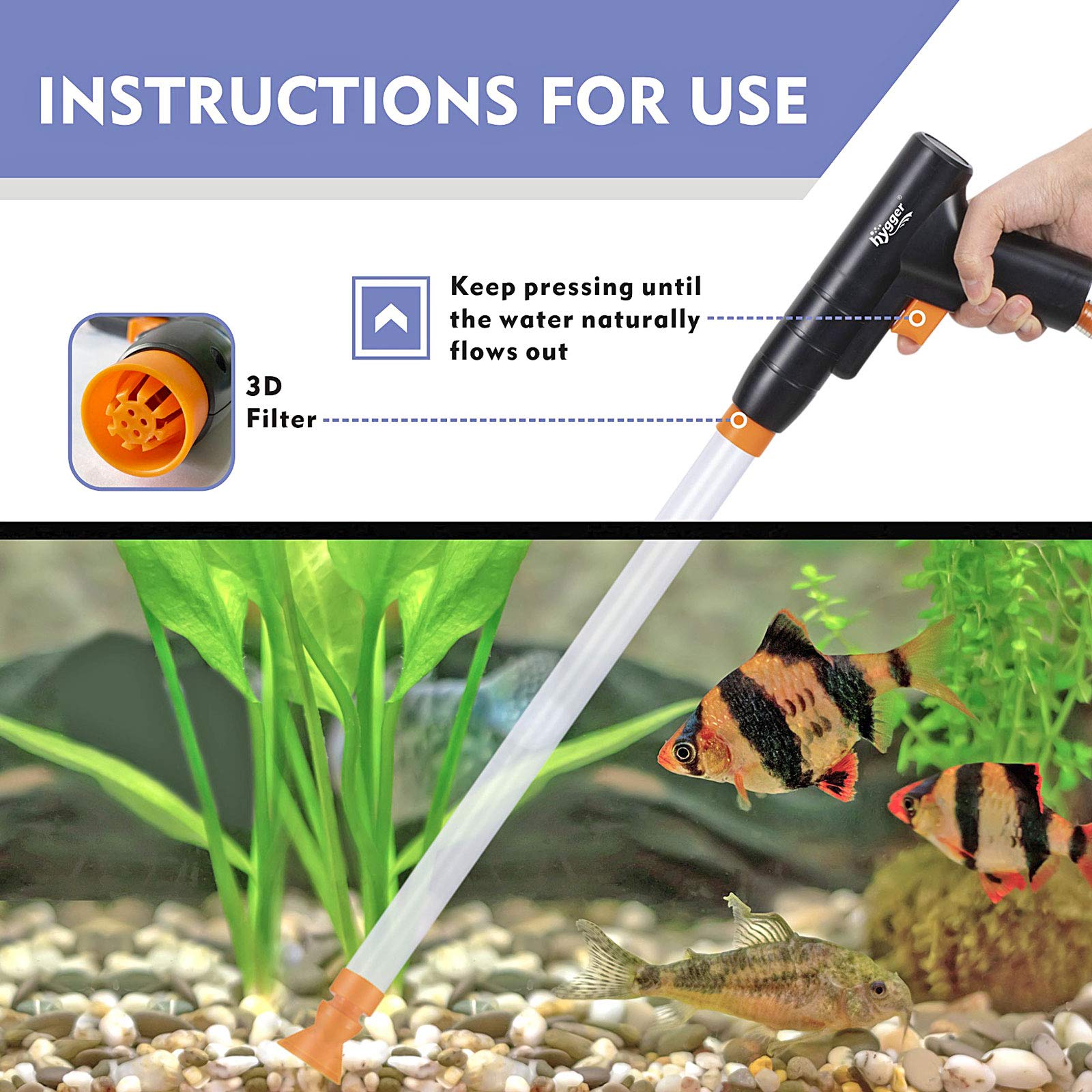 Hygger water flow clamp enabling precise control during cleaning