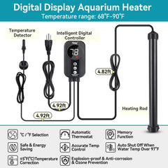 Hygger 300W titanium heater rod showing durable, corrosion‑resistant design.