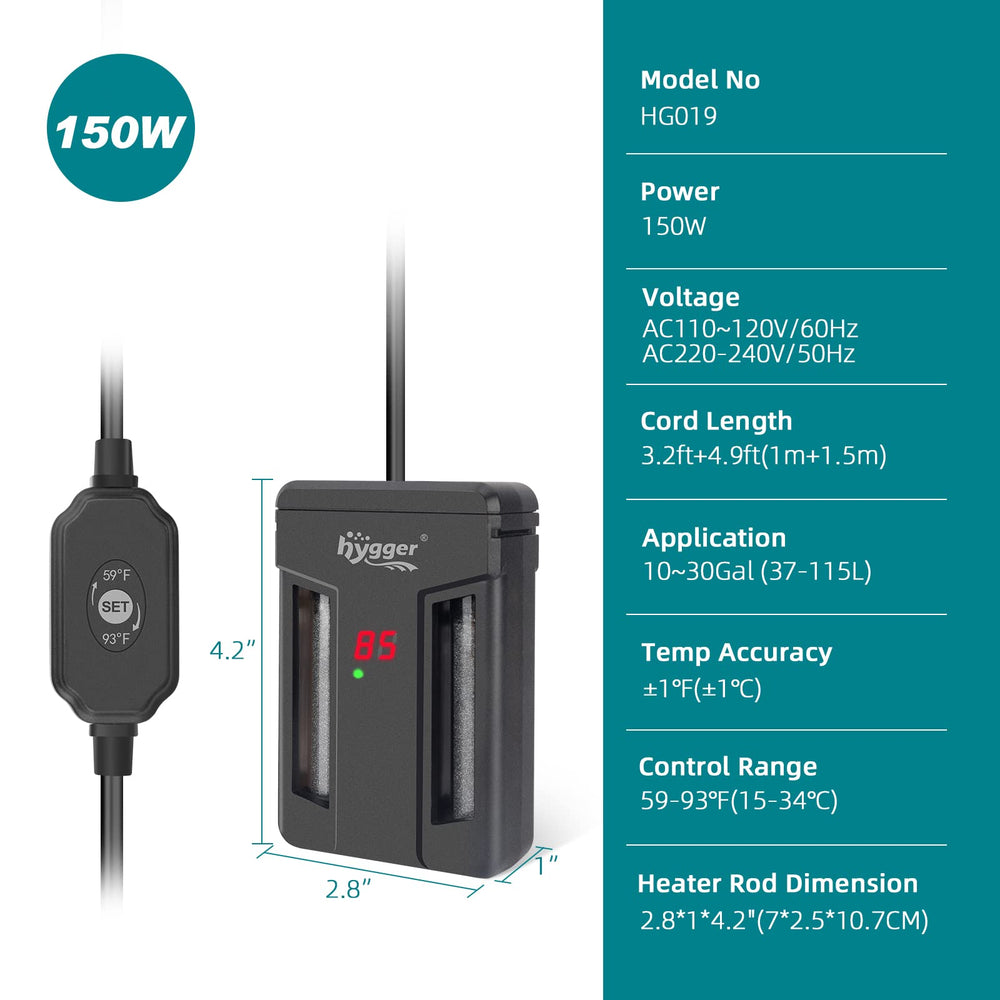 hygger aquarium heater compact design supports horizontal or vertical installation