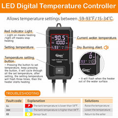 Hygger digital LED controller shown for precise on-tank temperature control
