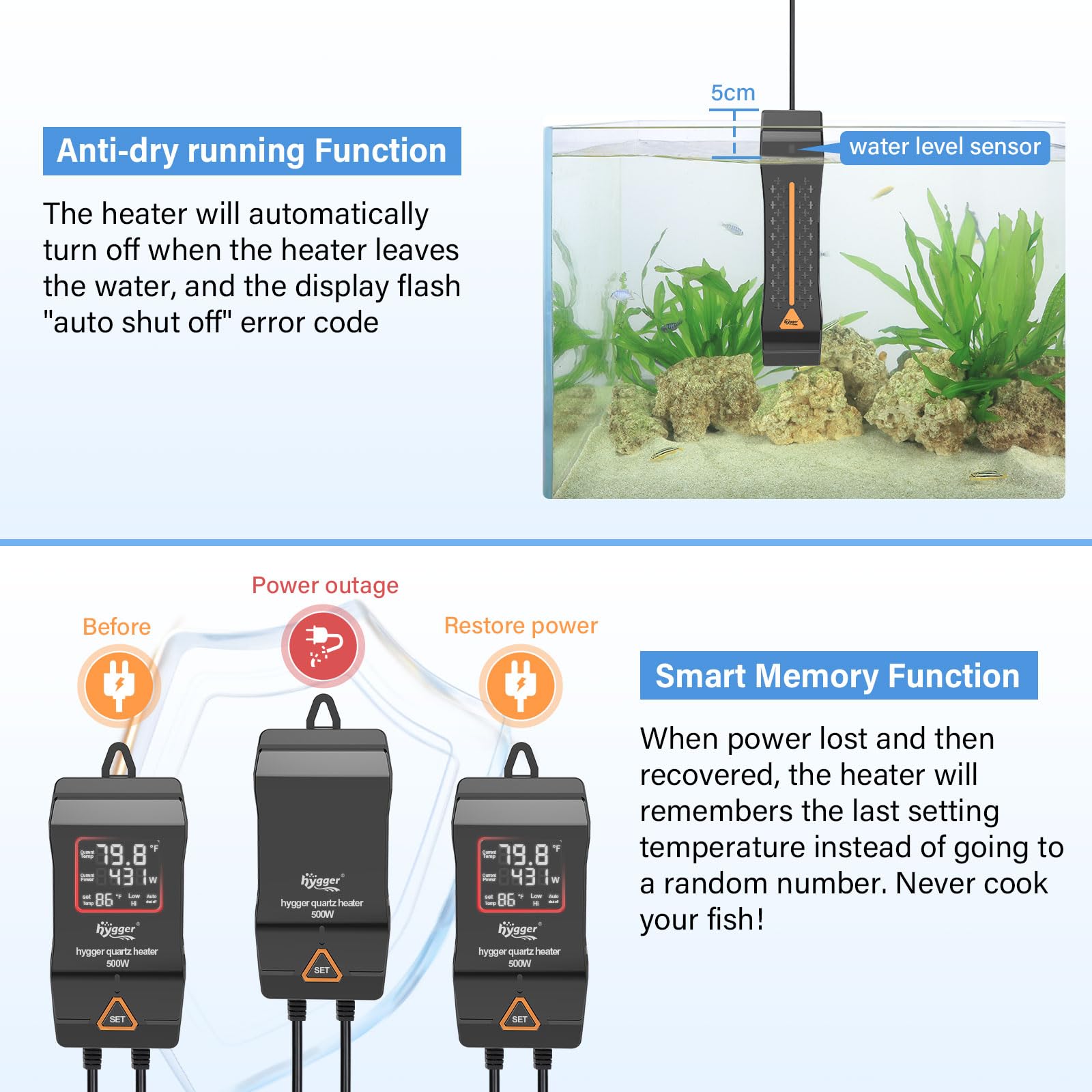 Hygger aquarium heater dimensions to plan space.