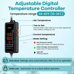 Hygger aquarium heater LED digital controller with precise temperature readout