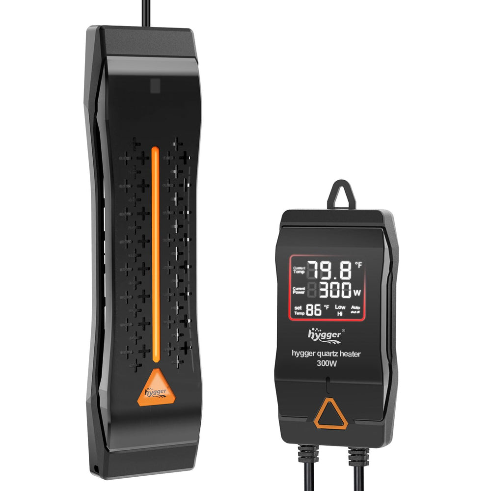 Hygger aquarium heater with LED display for precise temperature control.