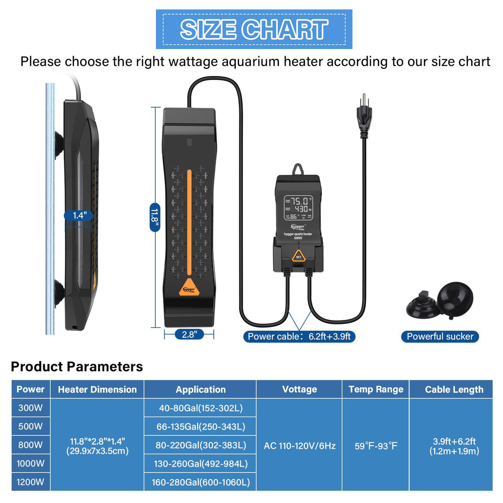 Hygger 130-260 gallon compatibility for versatile saltwater and freshwater setups.