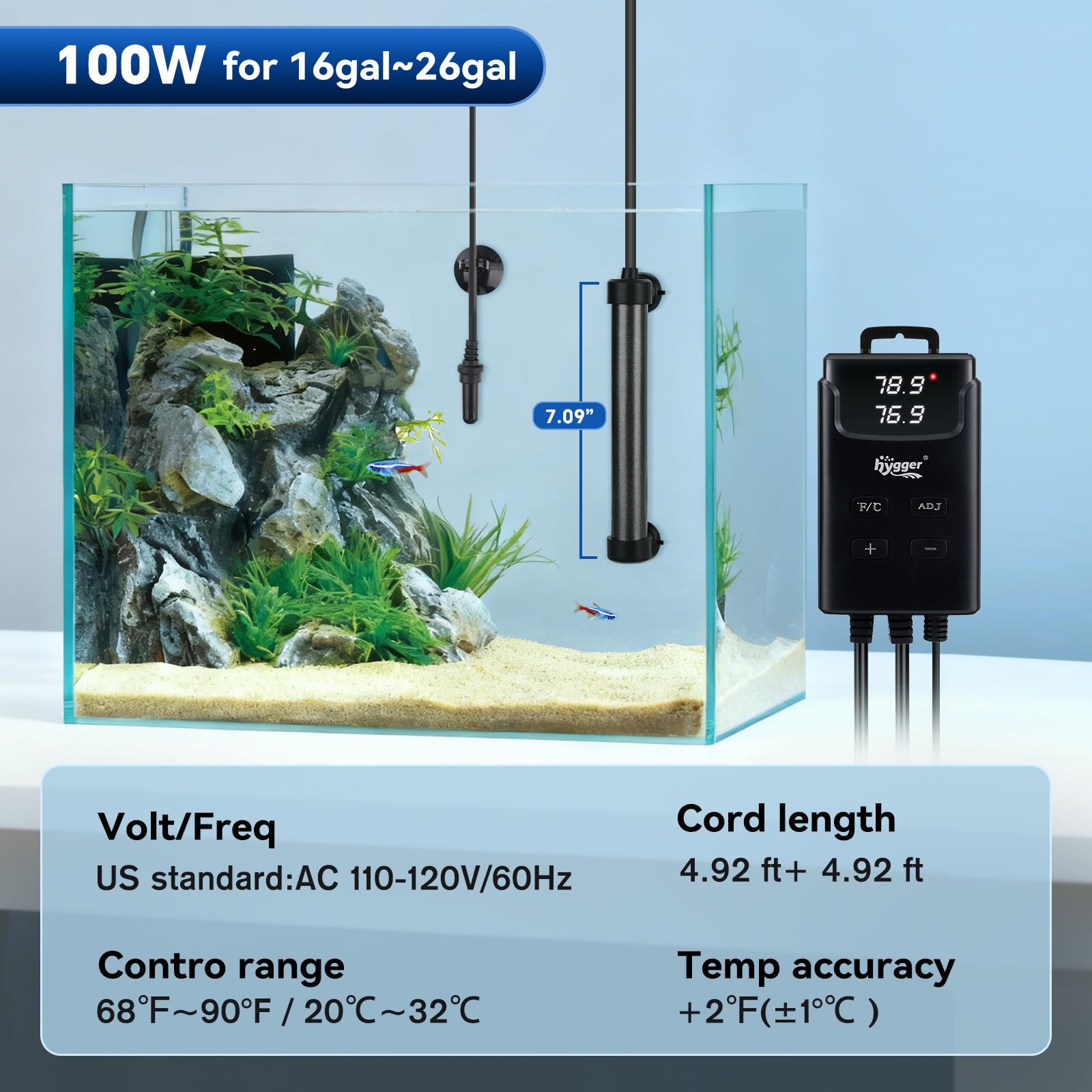 hygger aquarium heater titanium coating resists corrosion for longer life