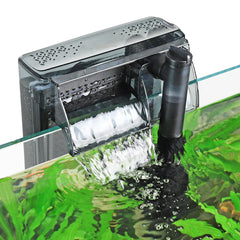 Hygger HOB filter wall-mount for space-saving filtration.