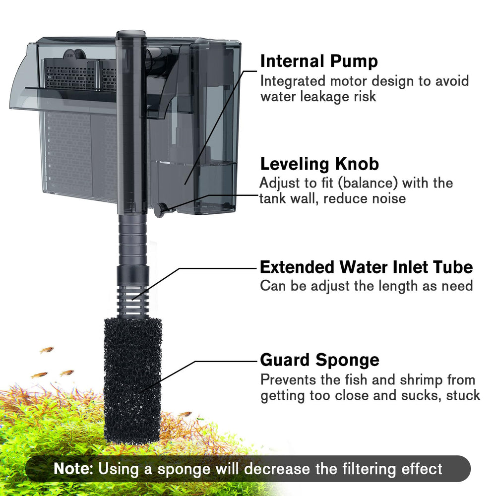 Hygger HOB filter with adjustable flow knob for customizable currents