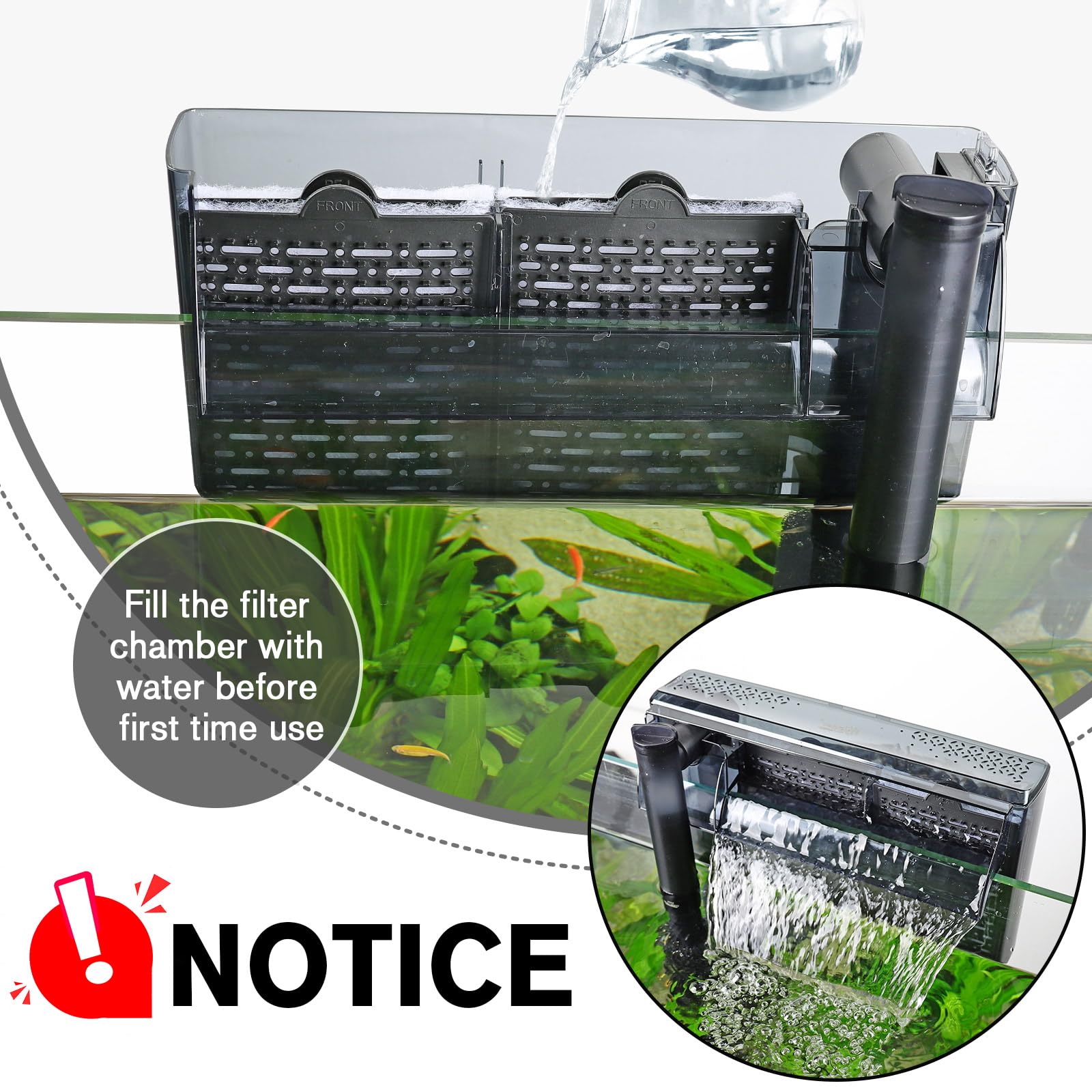 Hygger HOB filter dual-media cartridge and bio-filter plate for clearer water