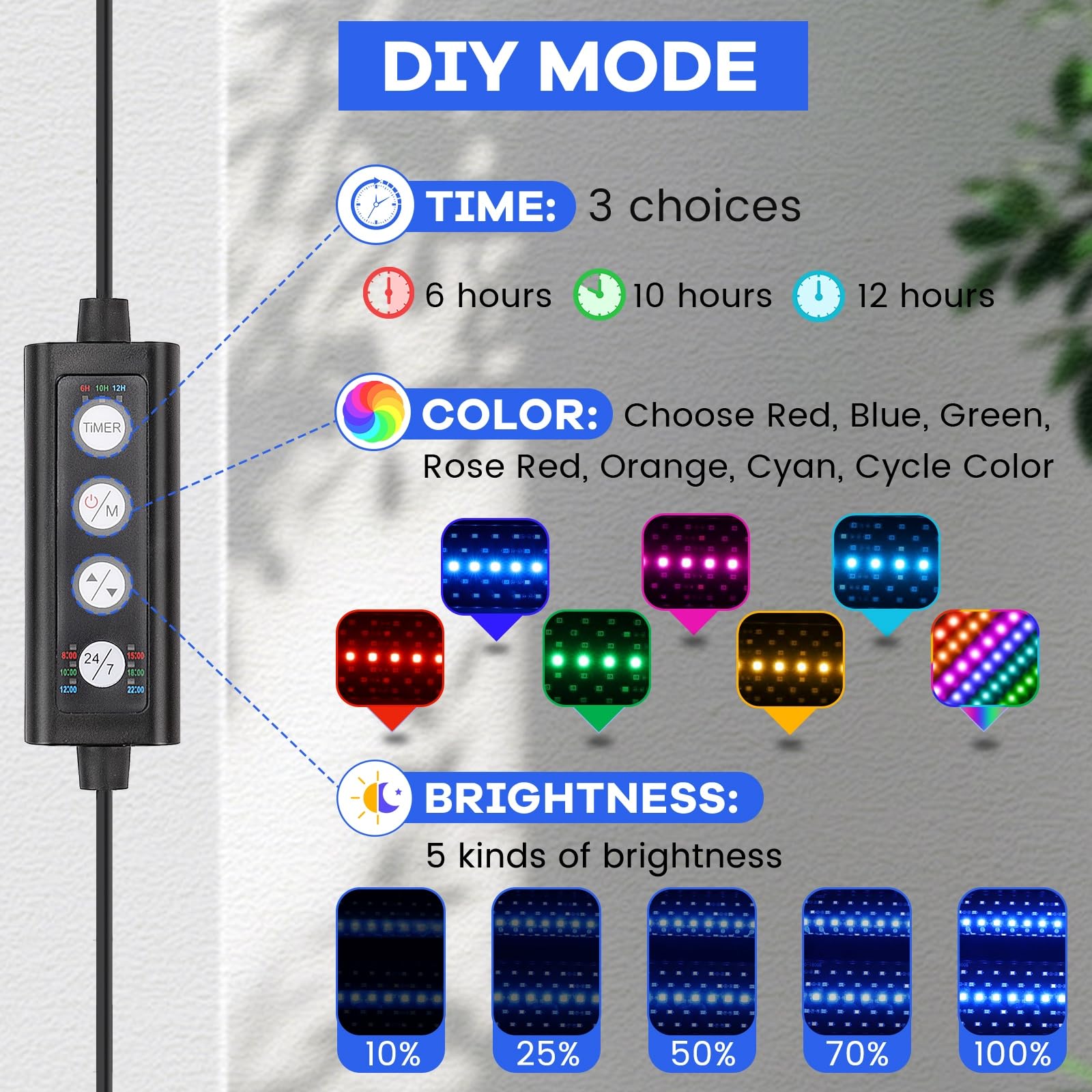 Hygger aquarium light showing sunrise to daylight gradient