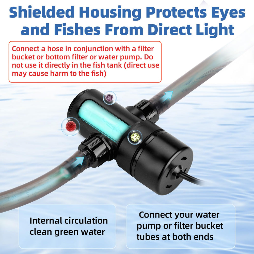hygger aquarium U-V light in use inside or outside the tank.