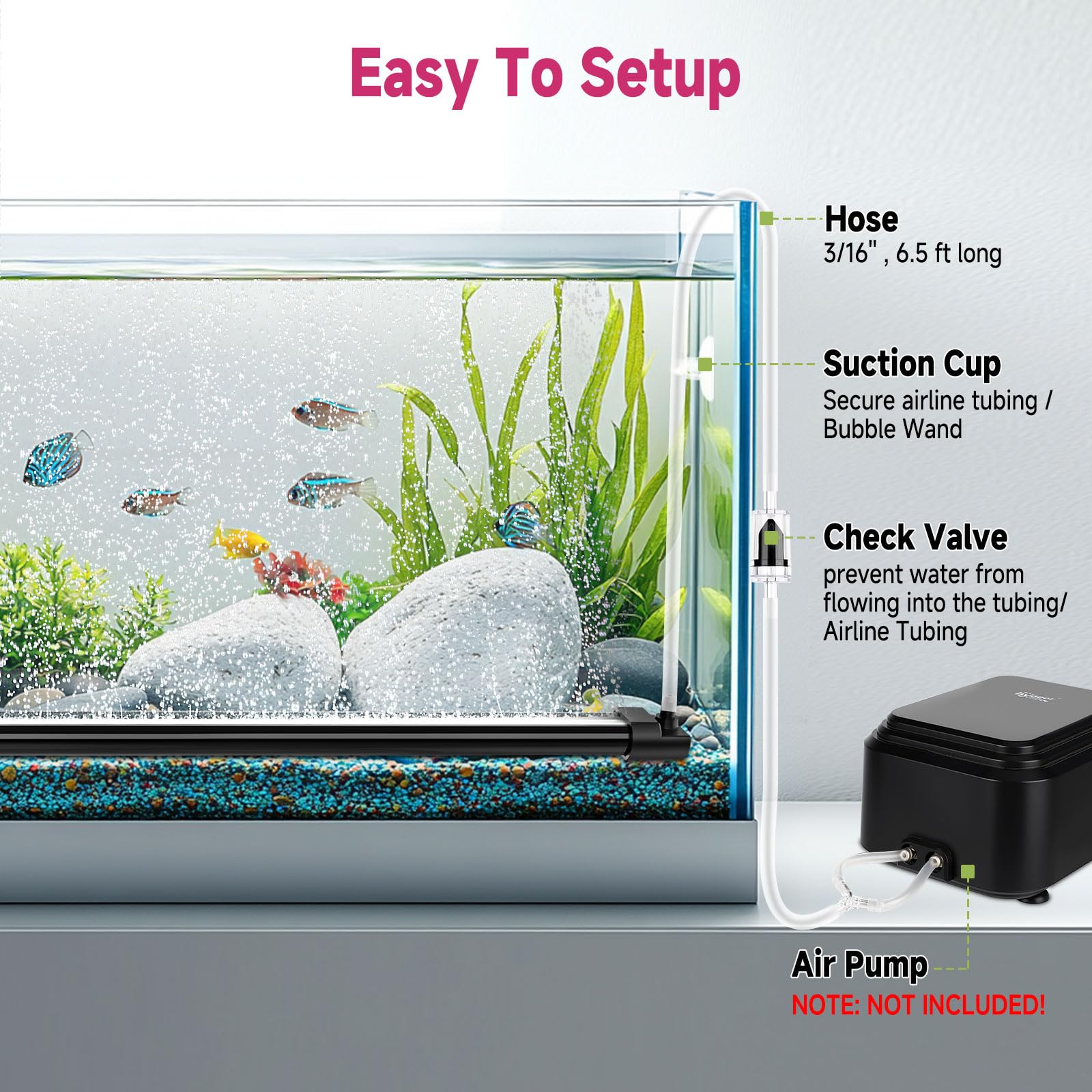 Hygger Weighted Base sinks naturally, minimizing movement and noise.