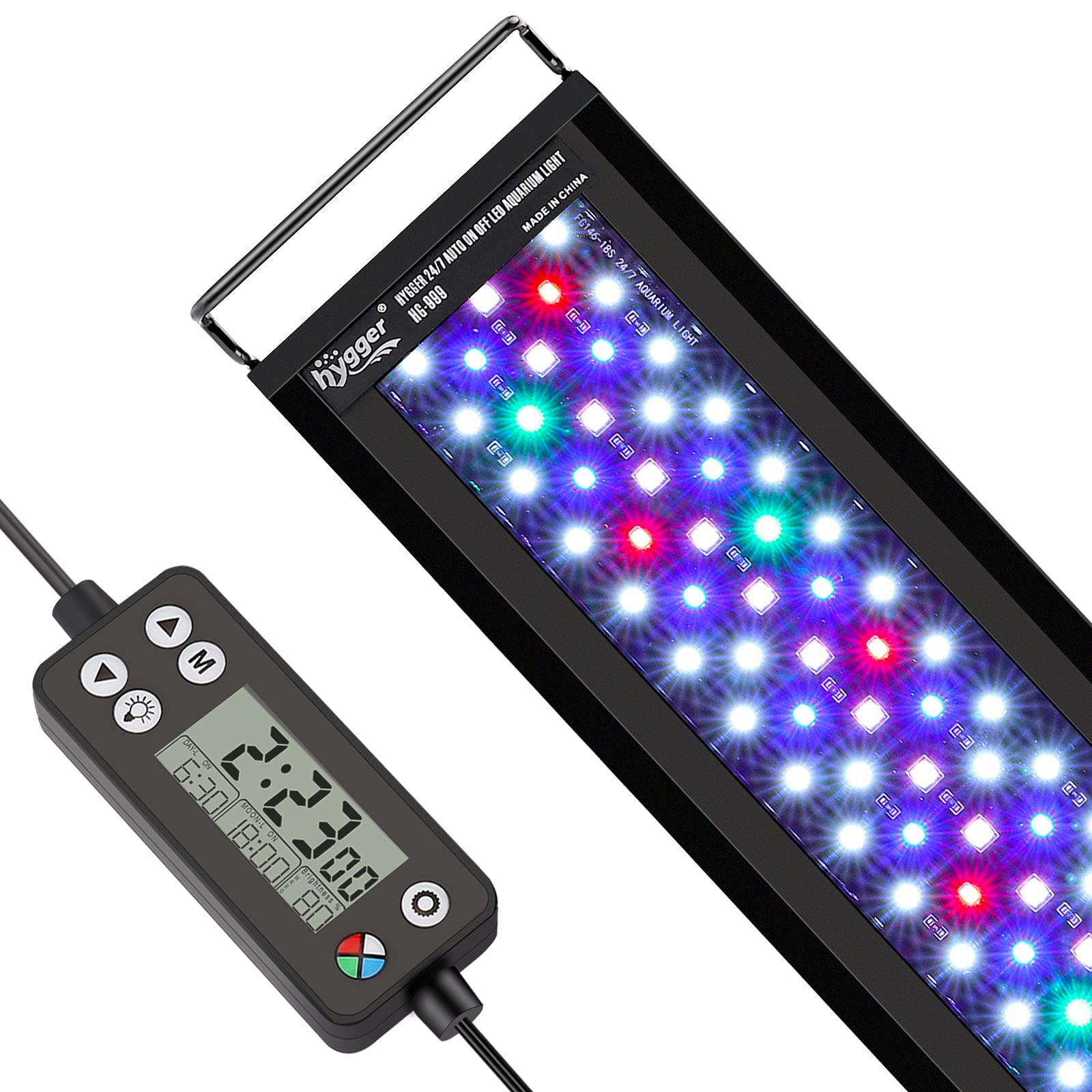 hygger auto on off led light with lcd monitor for precise scheduling in planted tanks.