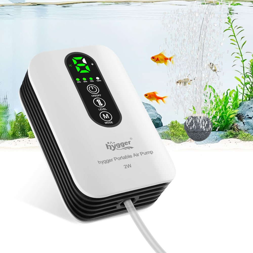 Hygger battery-powered air pump for bait bucket provides consistent aeration during fishing.