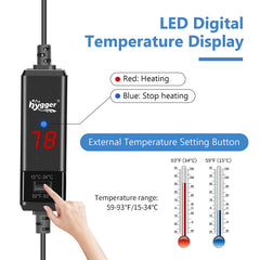 Hygger betta heater with external controller for easy adjustments
