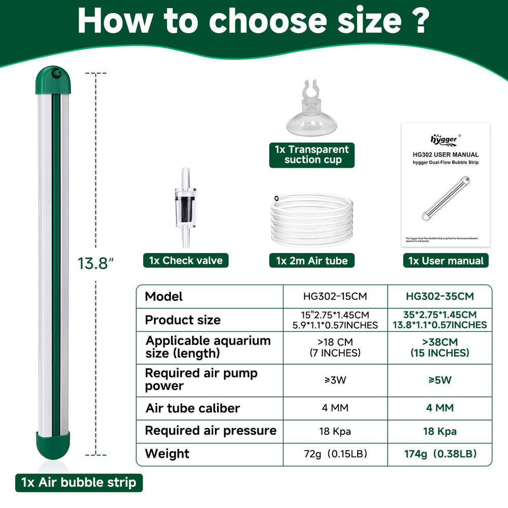 Hygger Bubble Strip front view with self-sinking design for stable placement