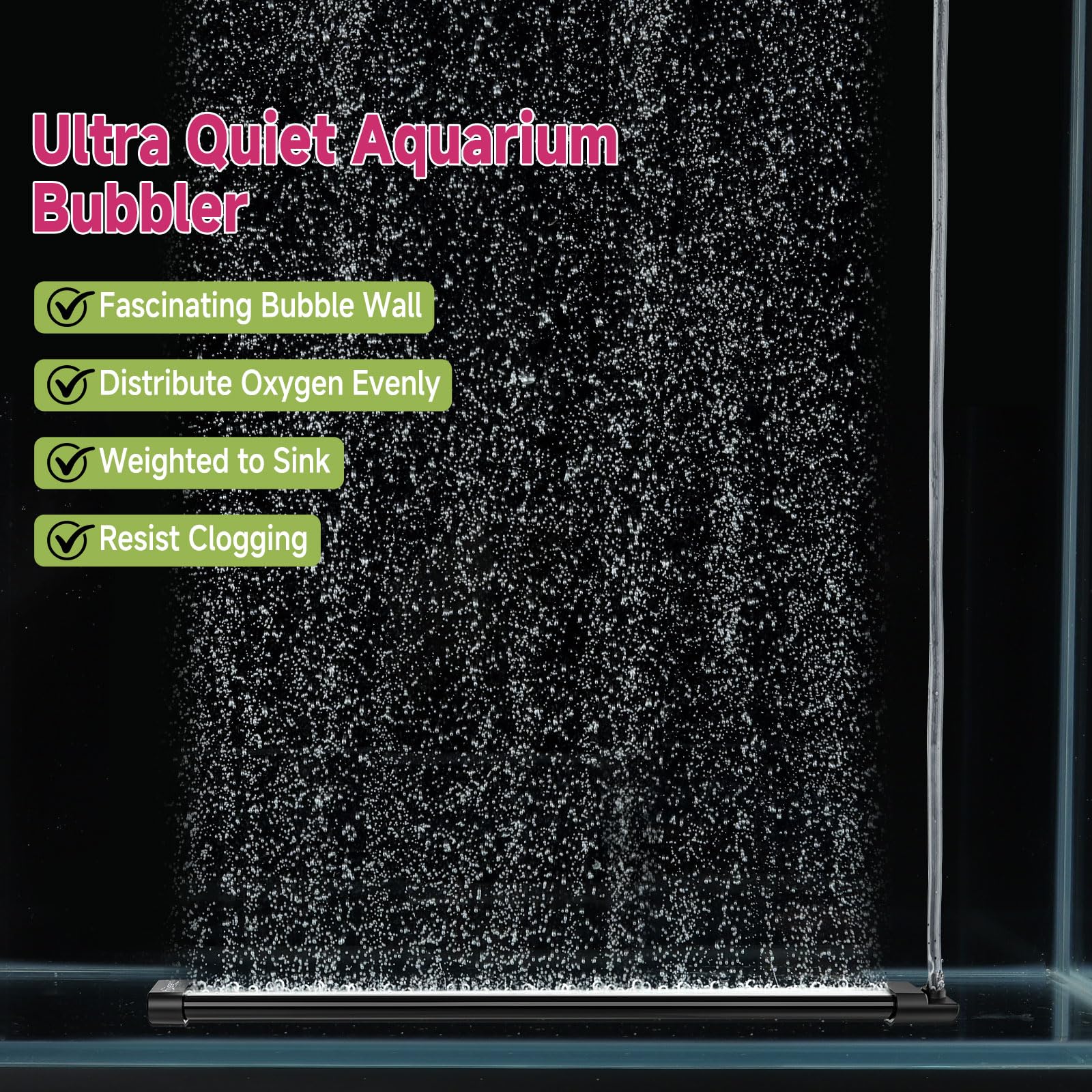 Hygger bubble strip weighted base sinking securely for quiet operation