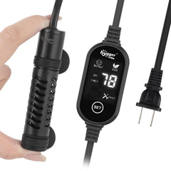 Hygger ceramic submersible heater with external controller for precise saltwater and freshwater temps.