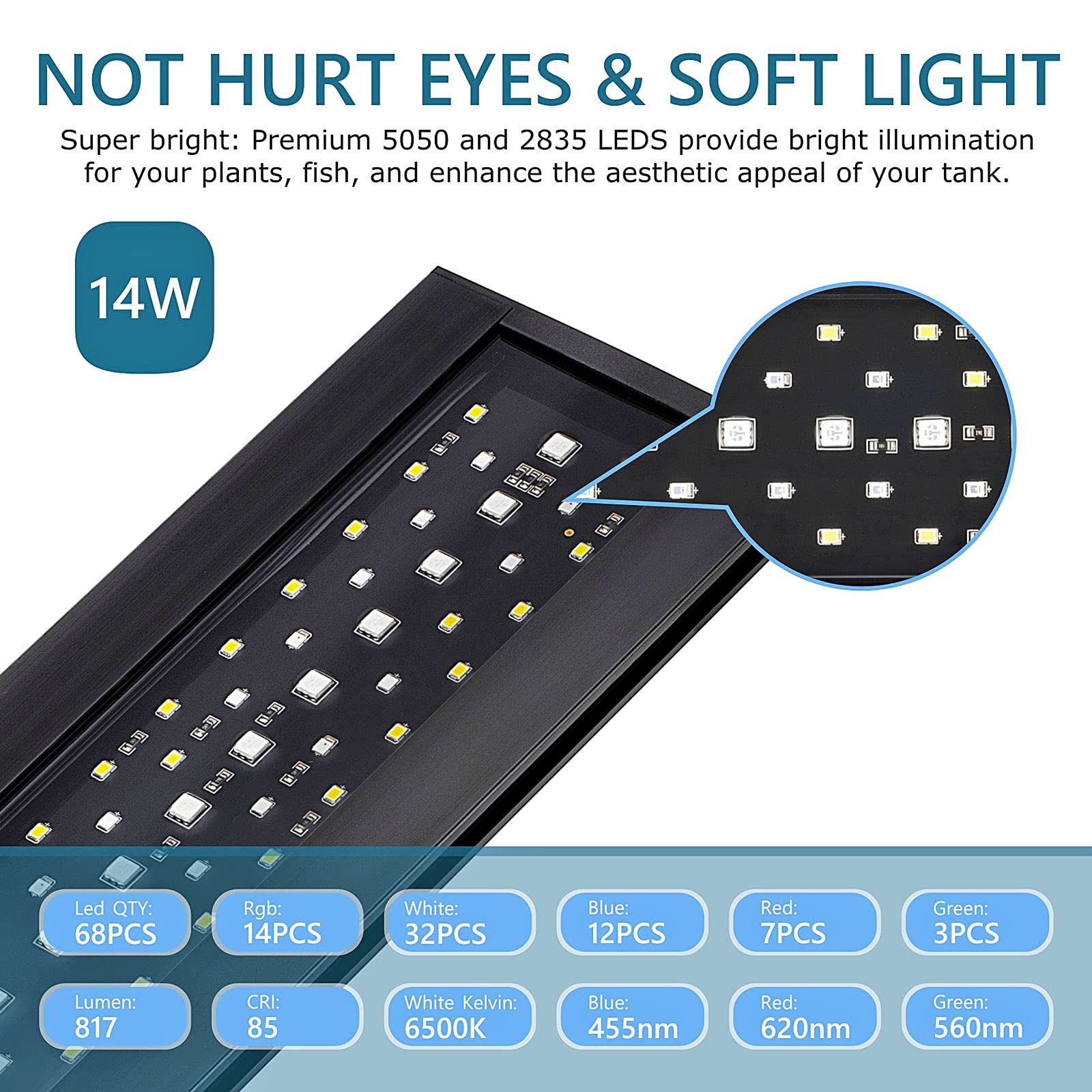 Hygger moonlight mode provides gentle night ambience for fish.