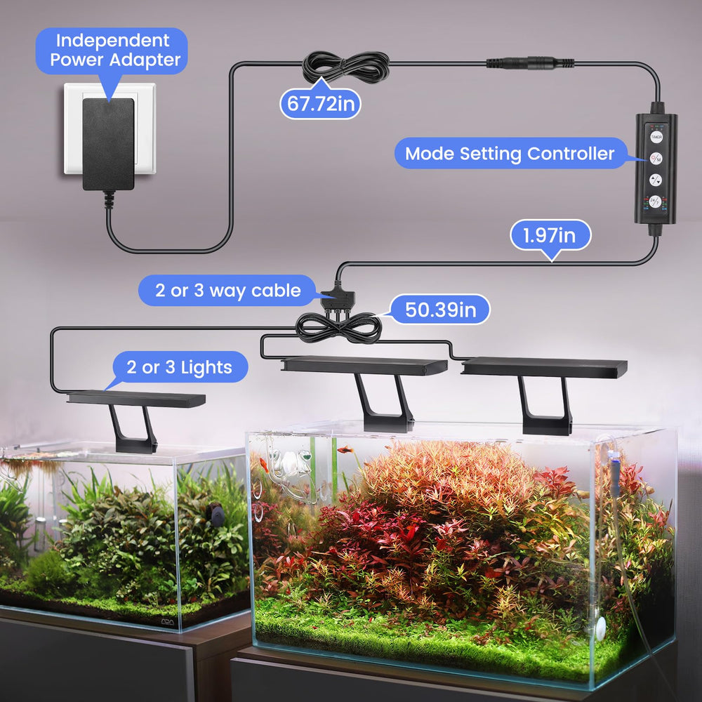 Hygger clip-on aquarium light in daylight mode brightening colors