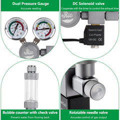 Hygger 12V DC solenoid valve enabling automated CO2 shutdown and timing