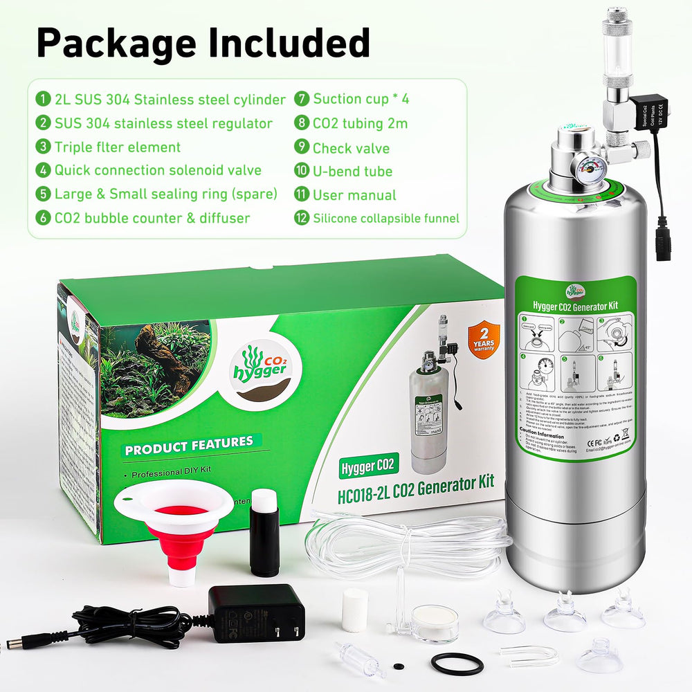 Hygger CO2 2L bottle kit ready for reliable plant growth experiments.