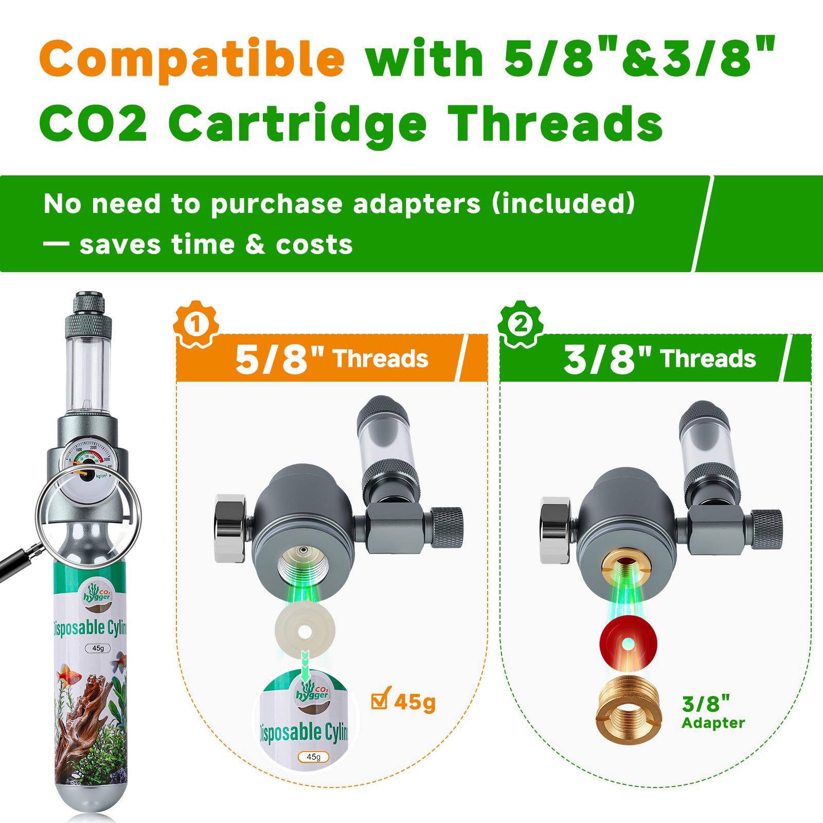 Hygger CO2 aluminum regulator highlighting durability and leak resistance.