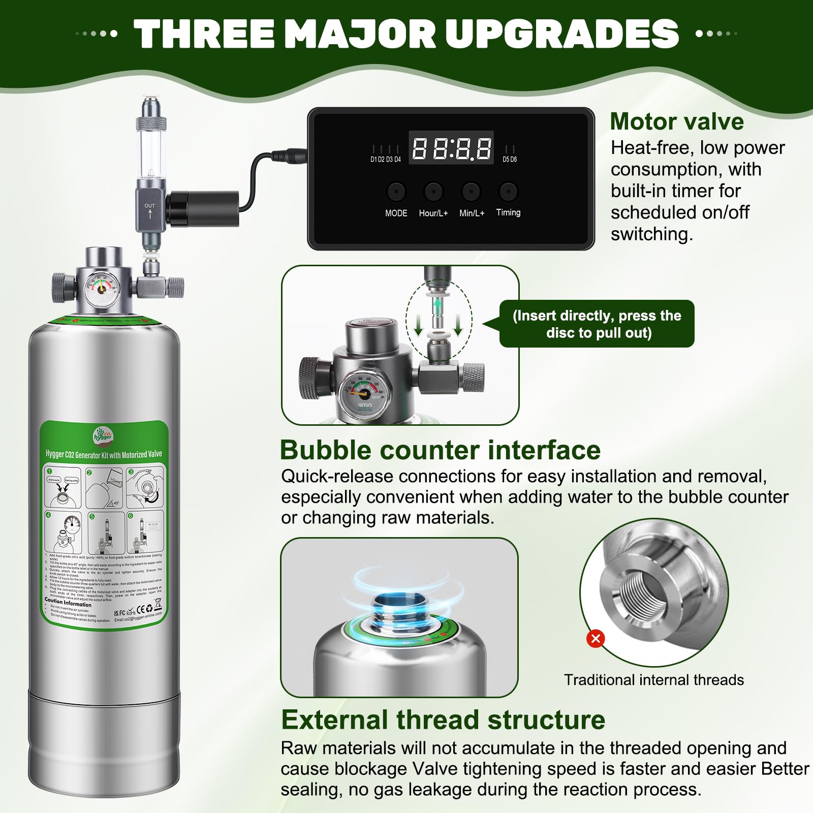 Hygger CO2 motor valve timer demonstrates precise CO2 injection control for thriving aquatic plants.