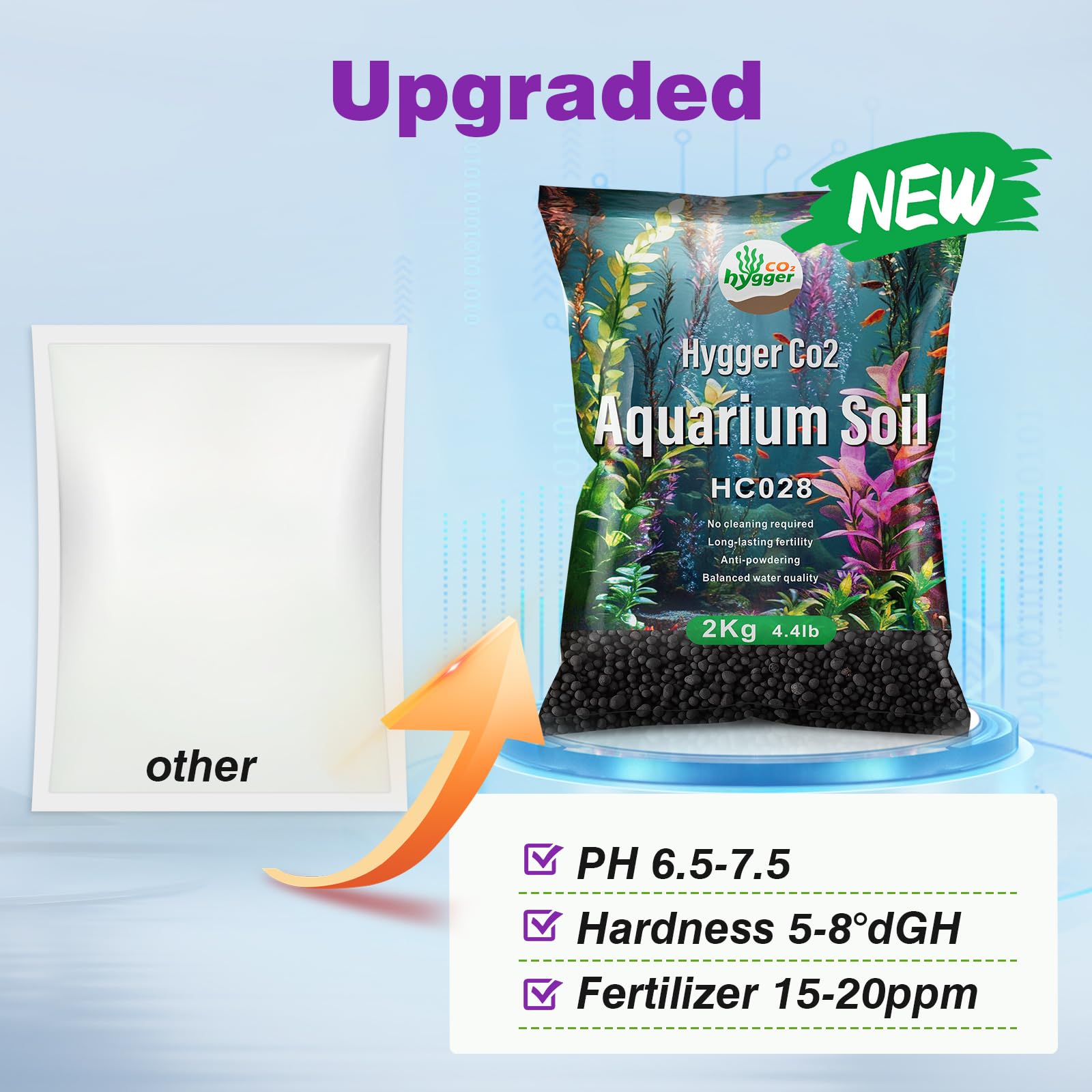 Hygger CO2 substrate for planted tanks enhances pH stability and plant growth.