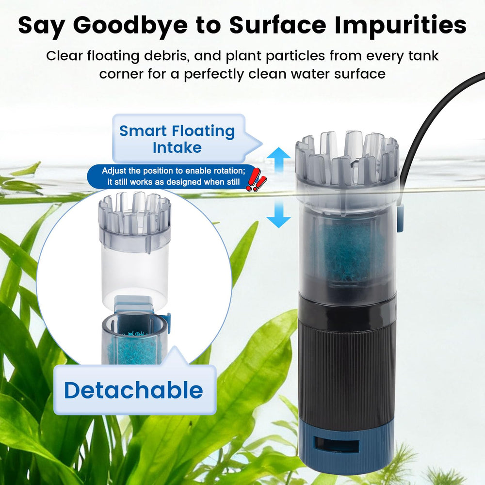 Hygger CO2 surface skimmer compatible with freshwater and saltwater setups