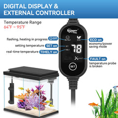 Hygger compact heater mounted inside tank fits small aquariums easily.