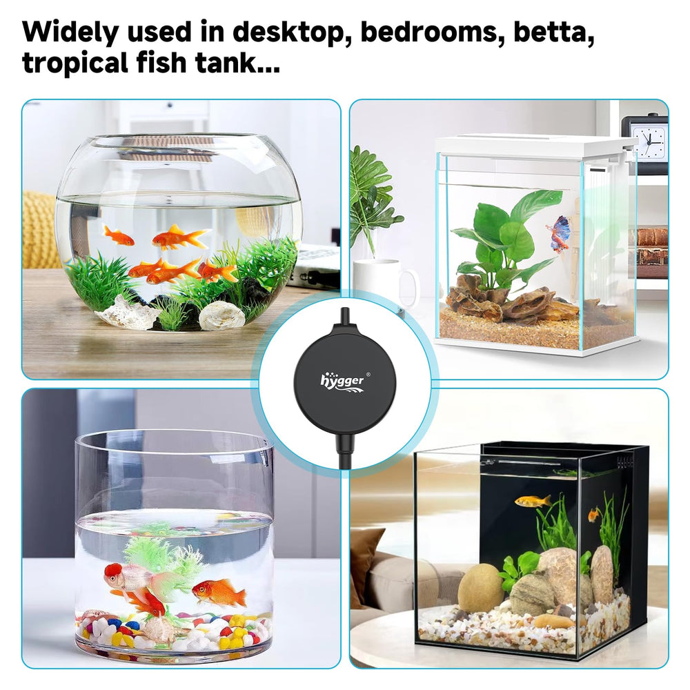 Hygger desk tank setup supports freshwater or saltwater environments.