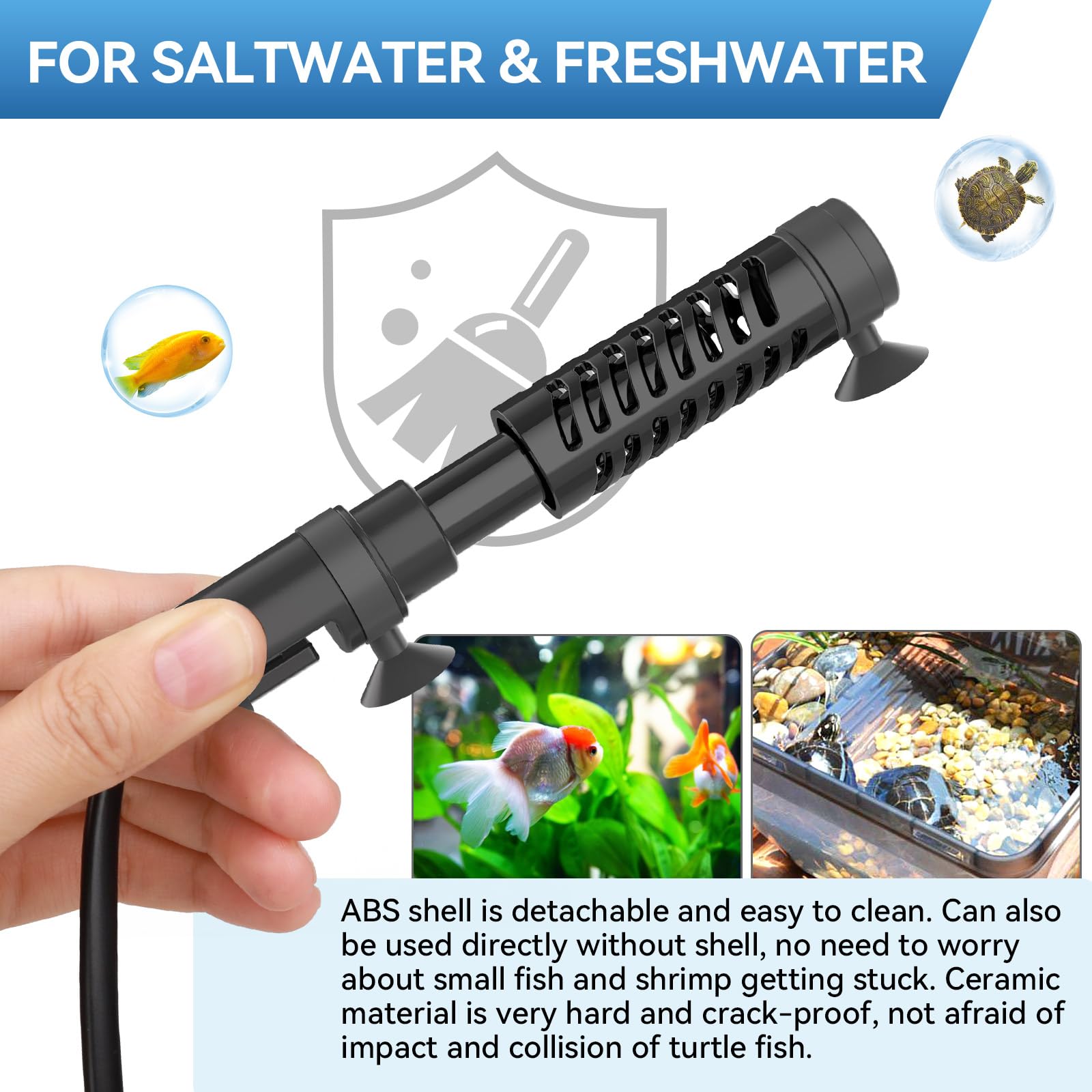 Hygger detachable shell and suction cups simplify cleaning and maintenance.