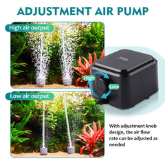 hygger Double-outlet aerator bubbles enable even circulation across the tank
